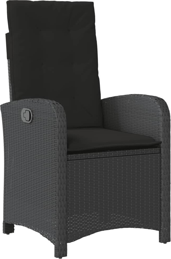 DKD HOME DECOR Verstelbare Tuinstoel met Kussen, Zwart, Polyrotan