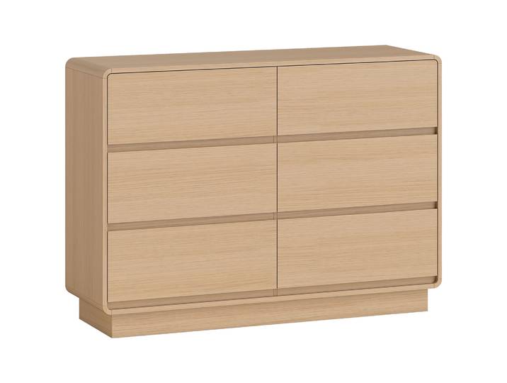 Buffet Homcom avec 6 tiroirs, unité de rangement à bords arrondis, commode, buffet pour salon, cuisine, entrée, bureau, naturel