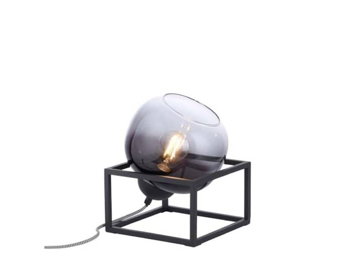 Tischlampe Nachttischleuchte Wohnzimmerlampe schwarz Retro Rauchglas H 23,6 cm