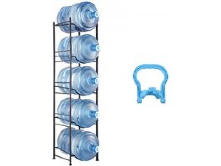 VEVOR Wasserkrughalter mit 5 Ebenen, 5-Gallonen-Wasserflaschenhalter, einreihiges Wasserflaschenregal für 5 Flaschen, robustes Wasserkrugregal für Küche, Büro, Wohnzimmer, schwarz