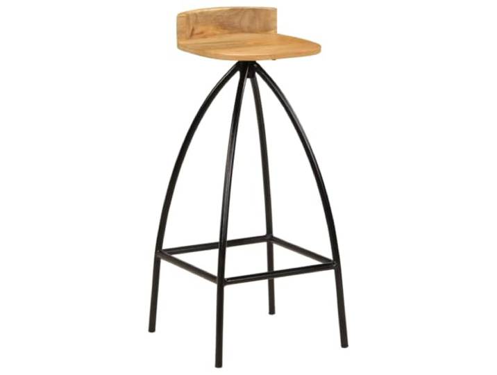 GPUTYGHN Barhocker 2 STK. Massivholz Mango Mangoholz,Stahlgestell,Rückenlehne,Fußstütze,Industrie-Stil,max.110 kg,Küche,Esszimmer,einfache Montage