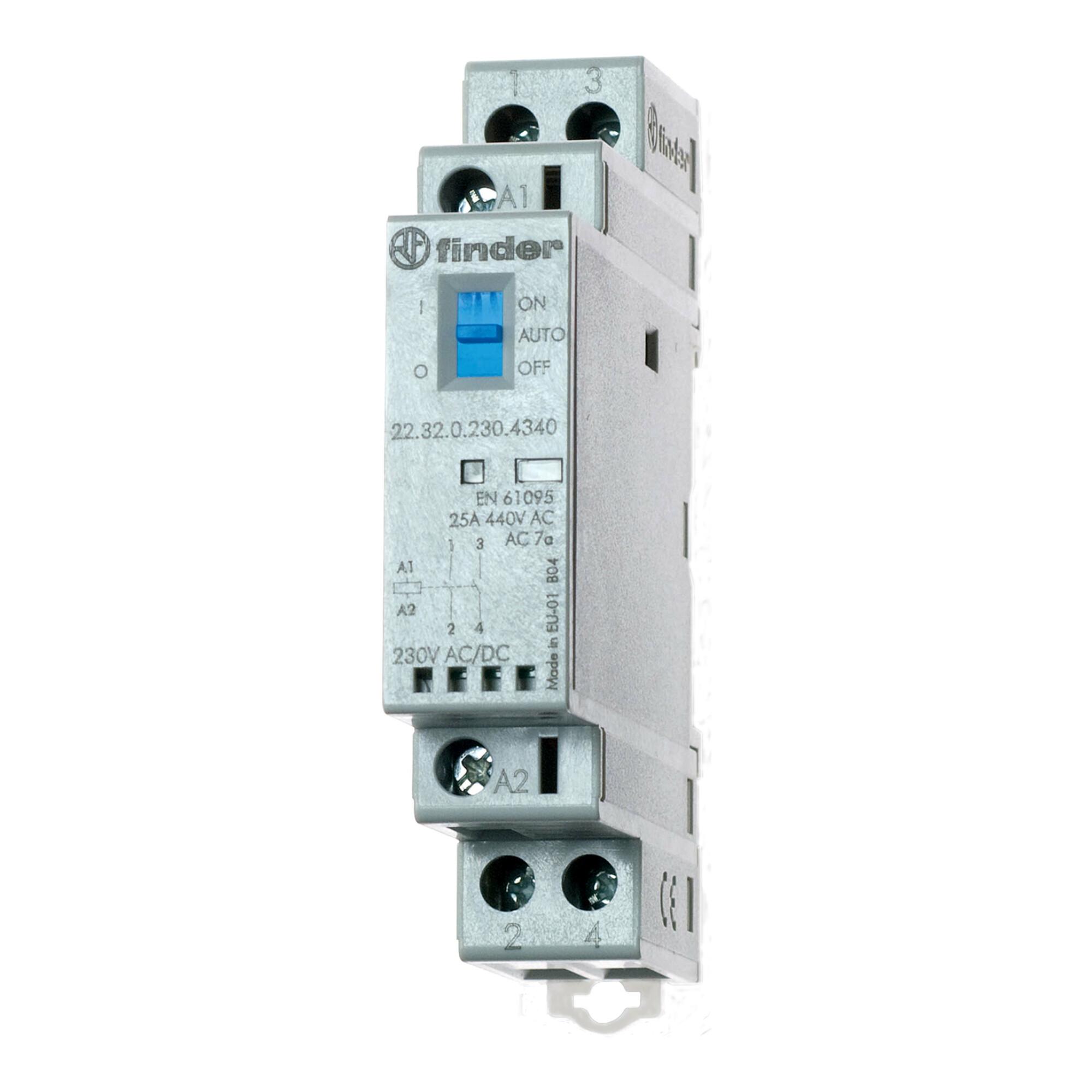 Finder Installationsschütz 230VAC/DC,2S,LED 22.32.0.230.4340 (223202304340)