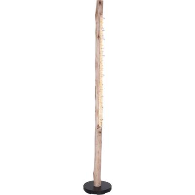 GLOBO LIGHTING Stehlampe "FELICITAS", braun (schwarz matt), 1, Ø 23cm H: 151cm, 1 Stk., Leuchten, Stehleuchte Schwarz/Holz, Acryl kristall, dimmbar, LED 20W, Stehlampe