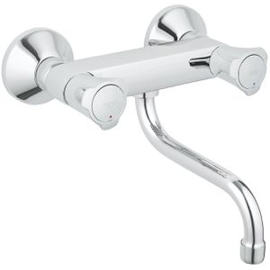 GROHE Küchenarmatur Costa Wandbatterie, chrom, Hochdruck, 360° schwenkbar, zur Wandmontage