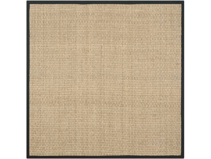 Tapis fibre naturelle en herbiers marins beige/noir, 152 x 152 cm