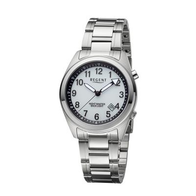 Quarzuhr REGENT, silber (silberfarben, weiß), Armbanduhren, Herren, silberfarben, Quarzuhr, Armbanduhr, Damenuhr, Herrenuhr, Edelstahlarmband, analog, Tag
