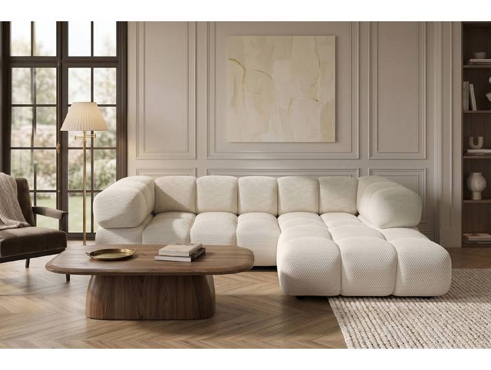 Kaiser Möbel Ecksofa L-Form für Wohnzimmer, Stoff Sonic 3D, AVERRO, Modernes Bubble-Design,Premium-Loungesofa,Abgerundete Form