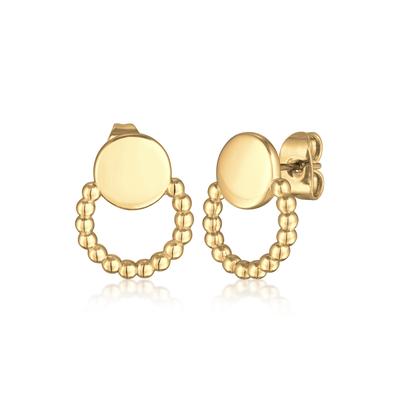 Paar Ohrstecker ELLI "Ohrringe Plättchen Dots Kreis Design Messing Silberfarben" Gr. 9, gold, Ohrringe, Damen, 9, ohne Stein, Messing
