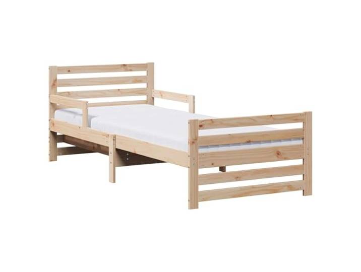 PUGYNBK Bettgestell aus Kiefer, massiv, Braun, 80 x 200 cm Robuster Boden mit Kopf- und Fußteil, mittlere Schaumstoffmatratze, Inneneinsatz