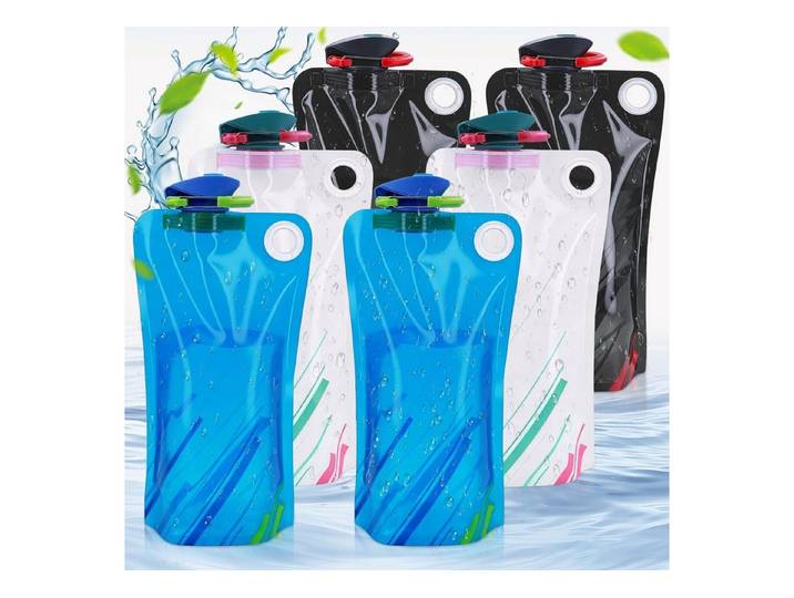FELIXLEO Trinkflasche 1000ml 6 Stueck Faltbare Trinkflasche Wasserflasche Faltbar Reisen