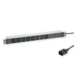ROLINE 19-Zoll-Steckdosenleiste 8fach C13 + C20-Stecker, silberfarben, 2 m