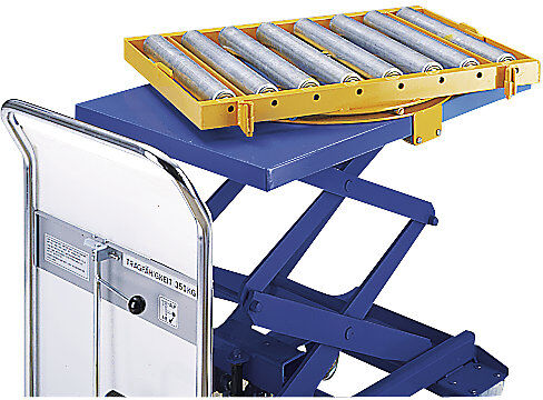kaiserkraft Rollenbahn für Scherenhubtisch, Breite 572 mm, drehbar
