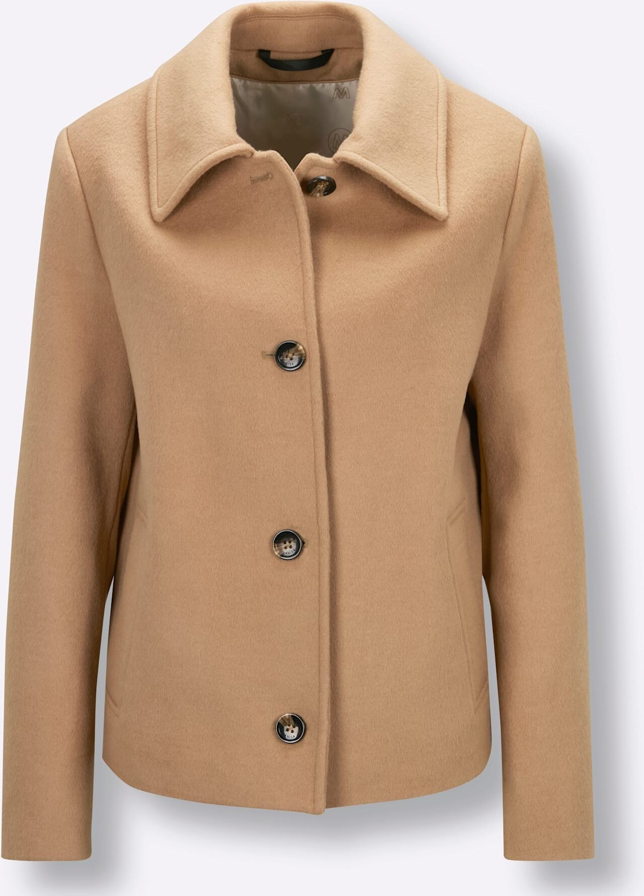 Wolljacke MANISA, Damen, Gr. 50, camel, meliert, 70% Wolle, 30% Polyester, unifarben, Jacken Wolljacke camel, meliert 50