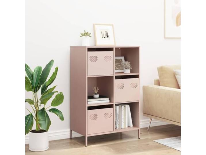KTHLBRH Sideboard Rosa 68 x 39 x 103,5 cm Stahl 3 Schubladen, 3 Fächer, leicht zu reinigen, für Wohnzimmer, Schlafzimmer, Büro