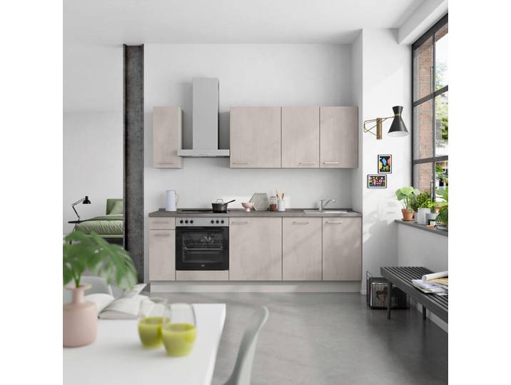 Küchenleerblock, Grau & Schiefer & Hellgrau, 240 cm, Metall, 1 Schublade, Nobilia