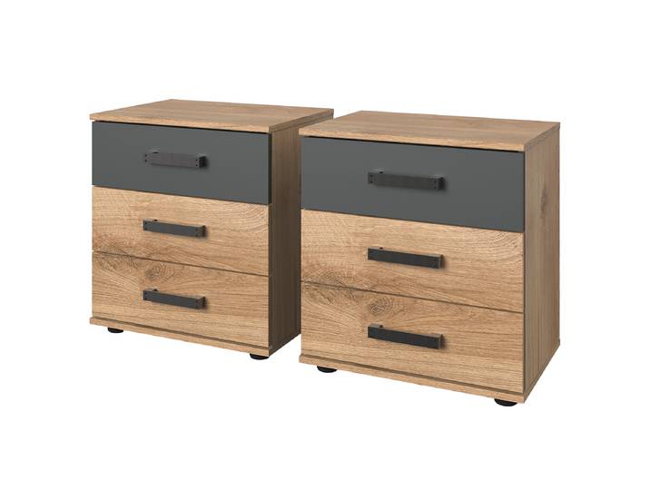 Tables de chevet Stockholm B - Lot de 2 58cm Marron/Noir