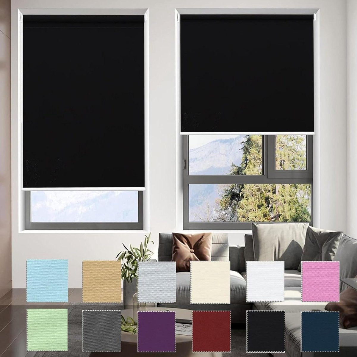 Verduisterend Rolgordijn Easyfix Zwart - B/D/H: 105 x 230 cm