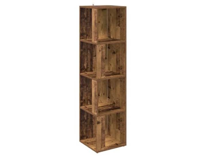 Eckschrank aus Verbundholz, 33 x 33 x 132 cm, Aufbewahrungsmöbel, Regal Freistehendes Möbelstück, feucht abwischbar, Wandbefestigung inklusive, geeignet für Wohnzimmer, Schlafzimmer, Büro
