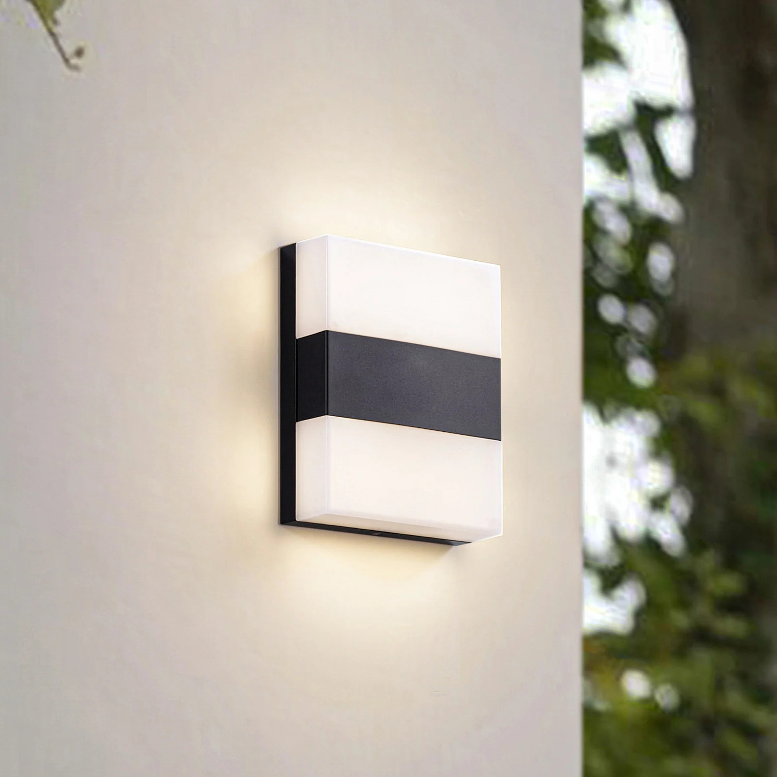 PRIOS Teekon LED buiten wandlamp - Antraciet - Modern en hoekig ontwerp voor terras, balkon of tuin