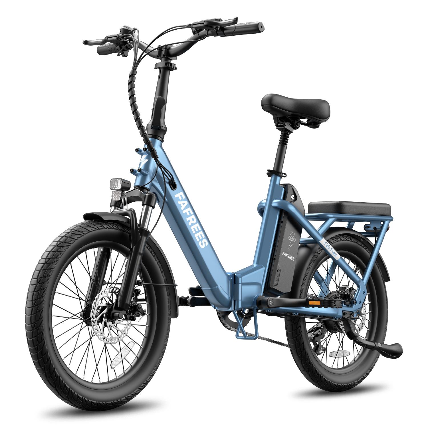F20 Flex Faltbares 20 Zoll City-E-Bike 36V 20Ah Akku Shimano 7-Gang-Getriebe Reichweite bis 100 km Nebelblau
