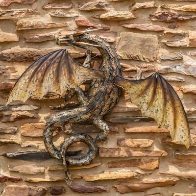 Zaer Ltd "32.75"" Tall Metal Serpentine Dragon Wall Decoration ""Shesha"""