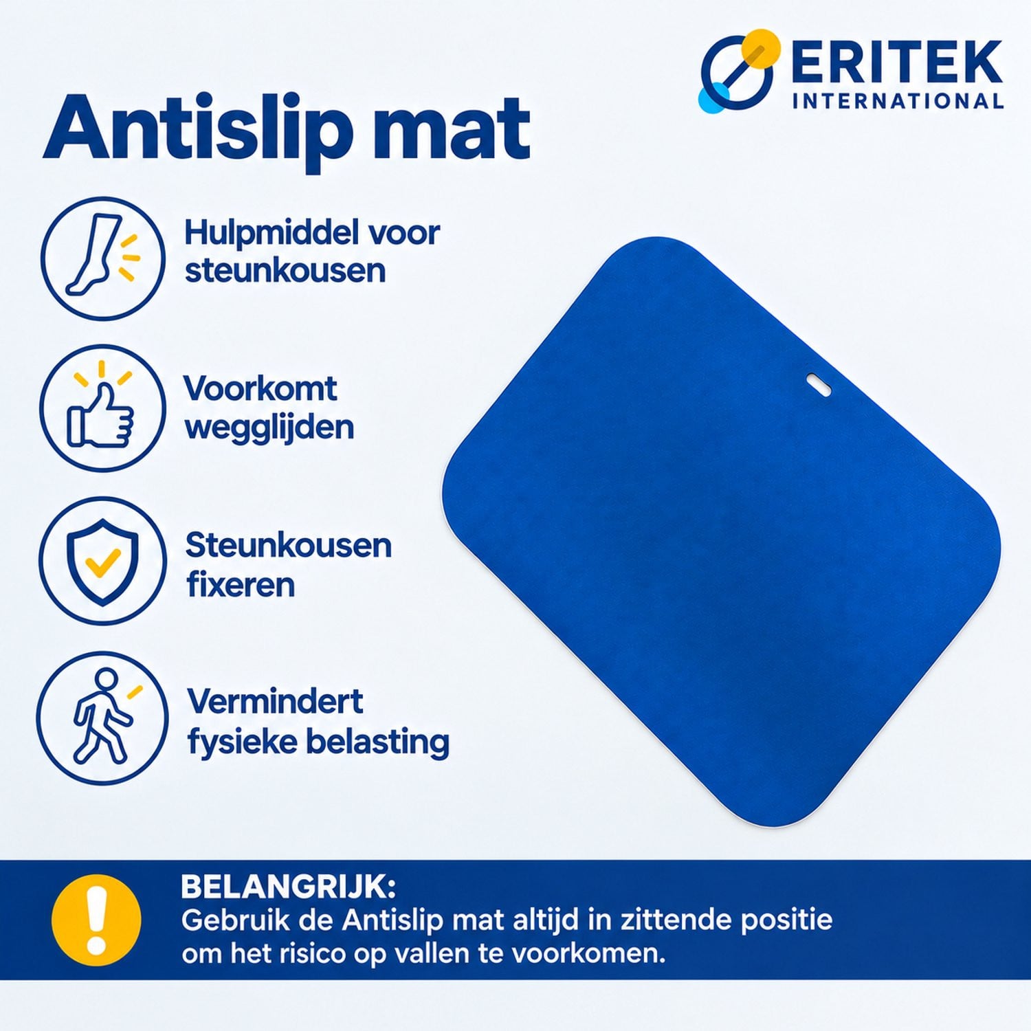 TEK Antislip mat Groot - Aan- en uittrekhulp voor steunkousen en compressiekousen