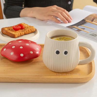 KitchenCuration Creative Red Mushroom Ceramic Coffee Cup With Lid Cute Cartoon Mug For Breakfast Milk, Ideal Birthday Gift Creative Red Mushroom Ceramic Coffee Cup With Lid Cute Cartoon Mug For Breakfast Milk, Ideal Birthday Gift
