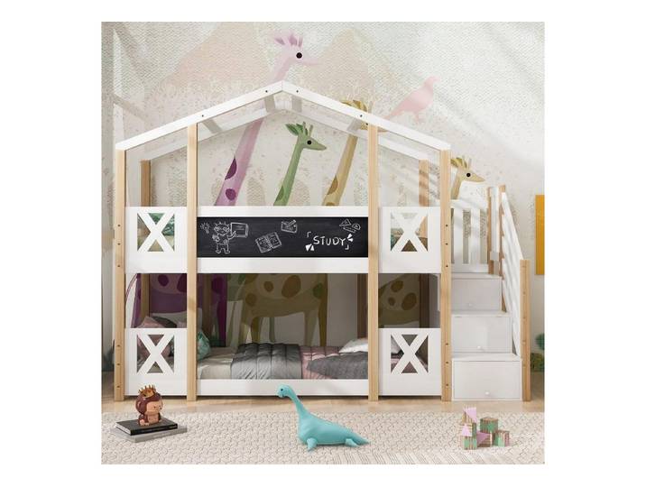 LuxusKollektion Kinderbett Hochbett mit Treppe & Stauraum