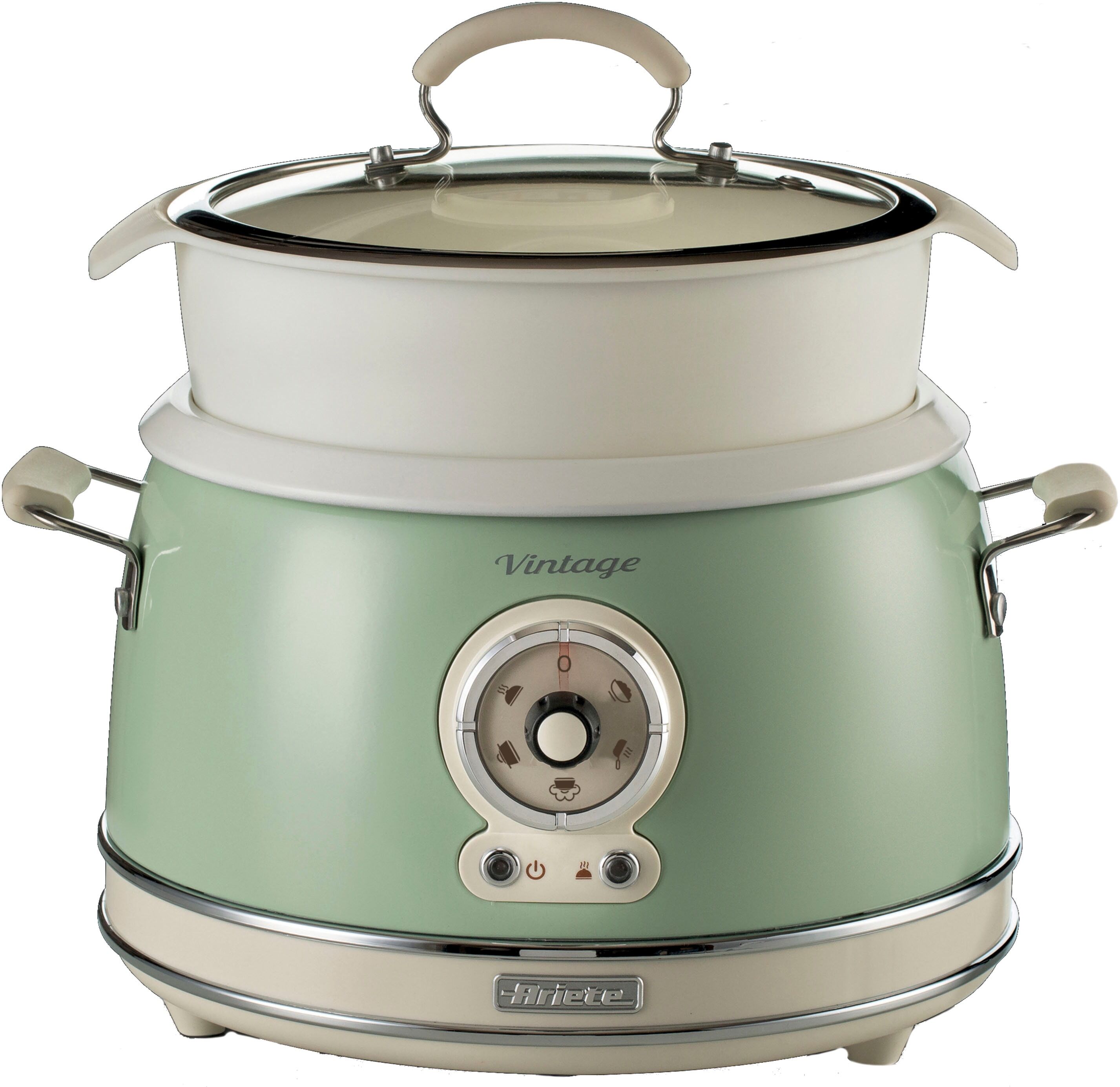Ariete Multikocher "2904GR", grün, B:27,5cm H:25,5cm T:32cm, Küchenmaschinen, Slowcooker/Reiskocher, Multikocher