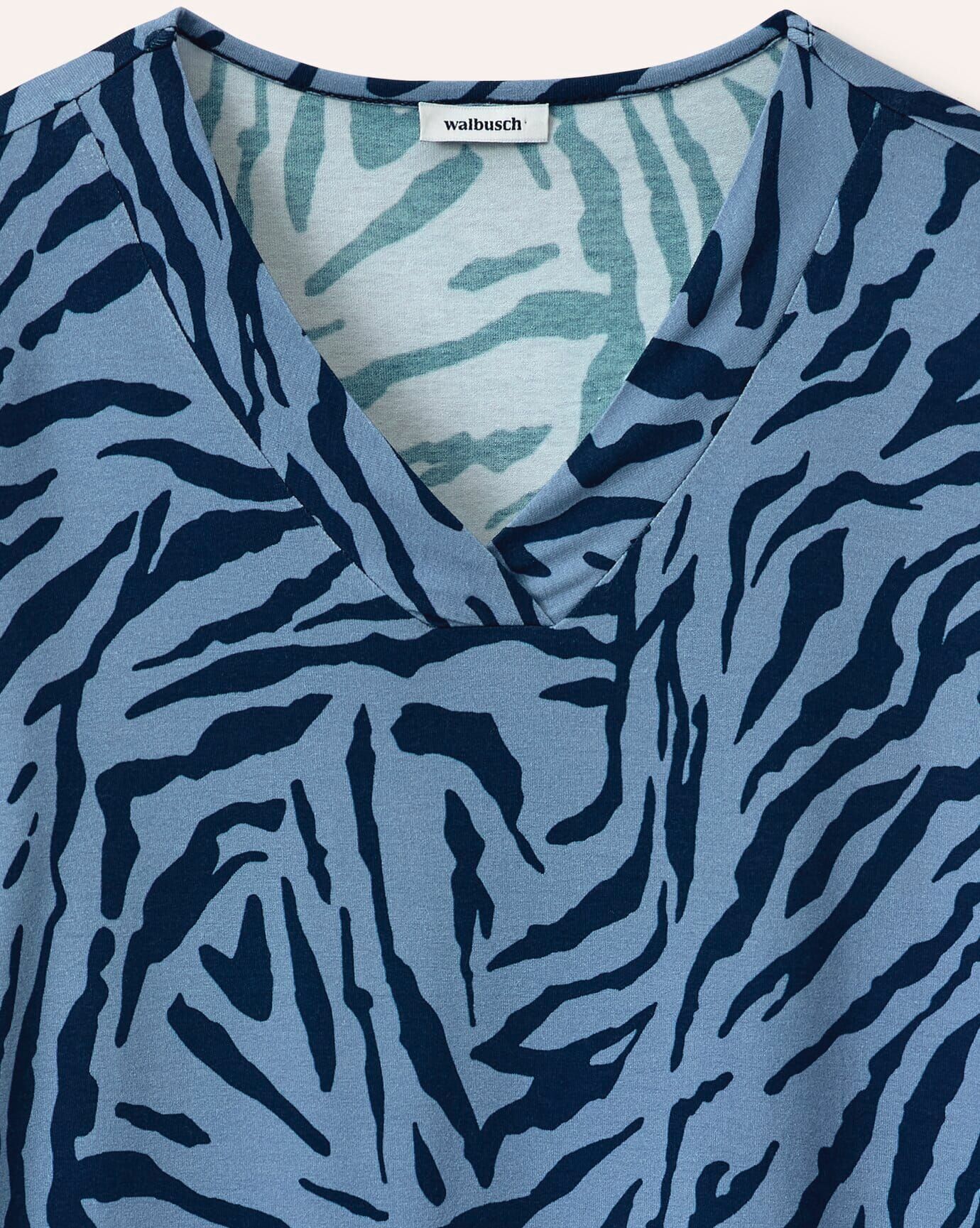 Walbusch Shirt aus Viskose mit Animalprint, normale Größen, Farbe Blau, 36, trendiger Animalprint bequemer Viskosemix Damen