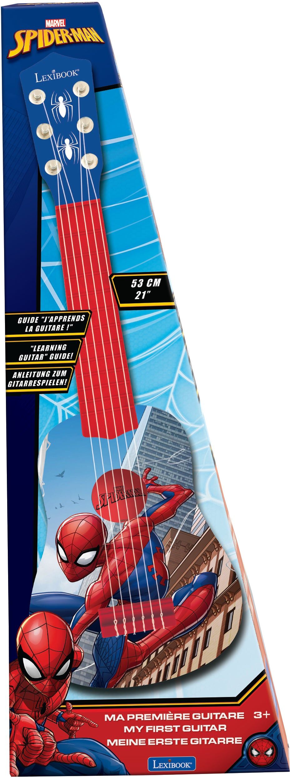 Lexibook Marvel Spider-Man My First Guitar 21-Inch for Kids, 3 Years and Up, Red and Blue, 53 cm