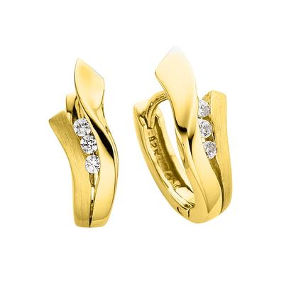 Paar Creolen BRUNO BANANI "Schmuck Geschenk Silber 925 Ohrschmuck Ohrringe", gold (gelbgoldfarben, weiß, kristallweiß), Ohrringe, Damen, Silber 925 (Sterlingsilber), mit Zirkonia (synth.)
