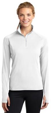 Sport-Tek LST850 Athletic Women's Sport-Wick Stretch 1/4-Zip Pullover Top in White size XS   Polyester/Spandex Blend