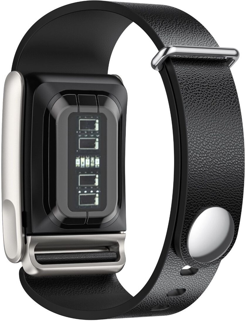 INF Titanrahmen Kunstleder Armband kompatibel mit WHOOP 5.0 ECG Edition – weiches Tragegefühl, sichere Dornschließe, schlankes Schwarz