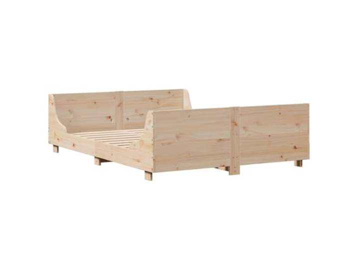 KTHLBRH Bett aus massivem Kiefernholz, 150 x 200 cm Mit Kopf- und Fußteil, Lattenrost aus Sperrholz, Rückenunterstützung, Montage erforderlich