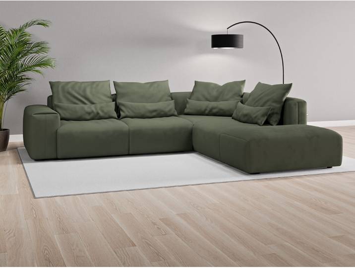 Ecksofa Denver Nr. 3 rechts - Grün (Waldgrün) - Vintage Velours