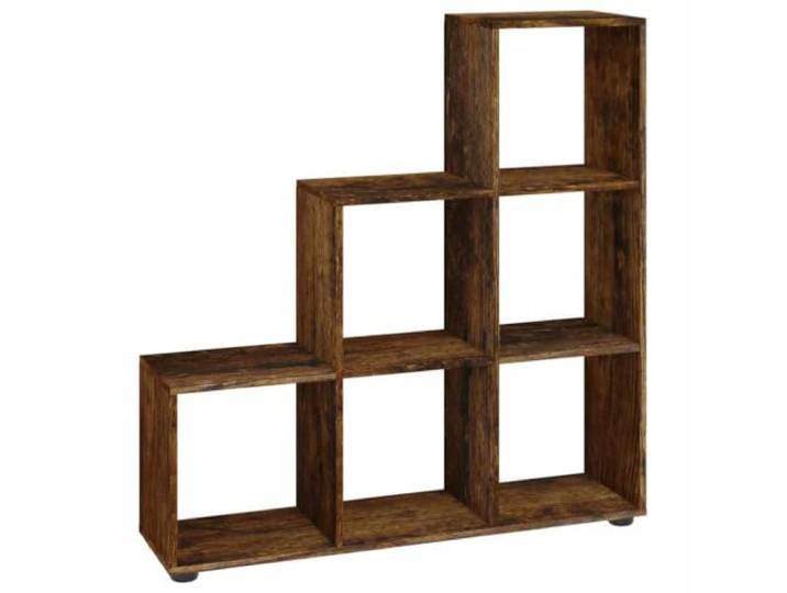 HFXHIJXQ Treppenregal Räuchereiche 6 Fächer Stufenregal 104x29x107 cm Moderne Raumteiler-Optik für Wohnzimmer und Arbeitszimmer: 6 offene Fächer bieten flexiblen Platz für Bücher und Deko.