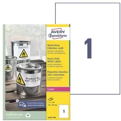 Avery Zweckform Wetterfeste Folien-Etiketten 210 x 297 mm »L4775-100« weiß
