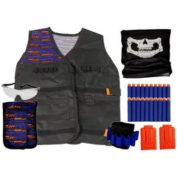 Commando Outfit Polizist Kostüm Patronen Brille Schal Weste