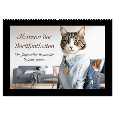 Katzen der Berühmtheiten - Ein Jahr voller ikonischer Schnurrhaare (Wandkalender 2026 DIN A2 quer), CALVENDO Monatskalender