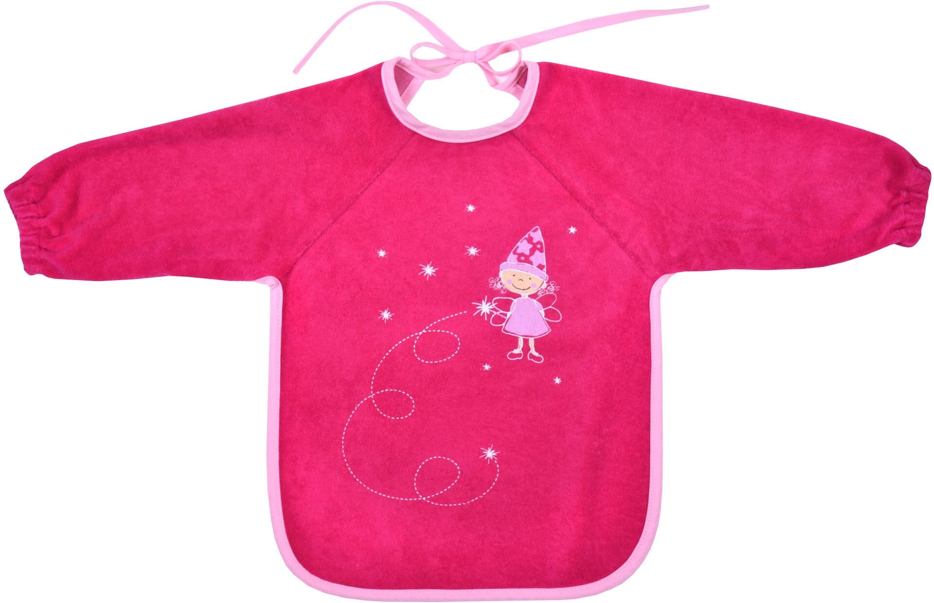 Lätzchen WÖRNER "Fee Sterne beere Ärmellätz beschichtet", Baby, pink (beere), Obermaterial: 100% Baumwolle, Lätzchen, mit Ärmeln, beschichtet, schützt vor durchnässen