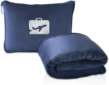 Inspire Curations Portable Folding Flannel Airplane Travel Blanket navy Blue 01 50x60in (127x152cm