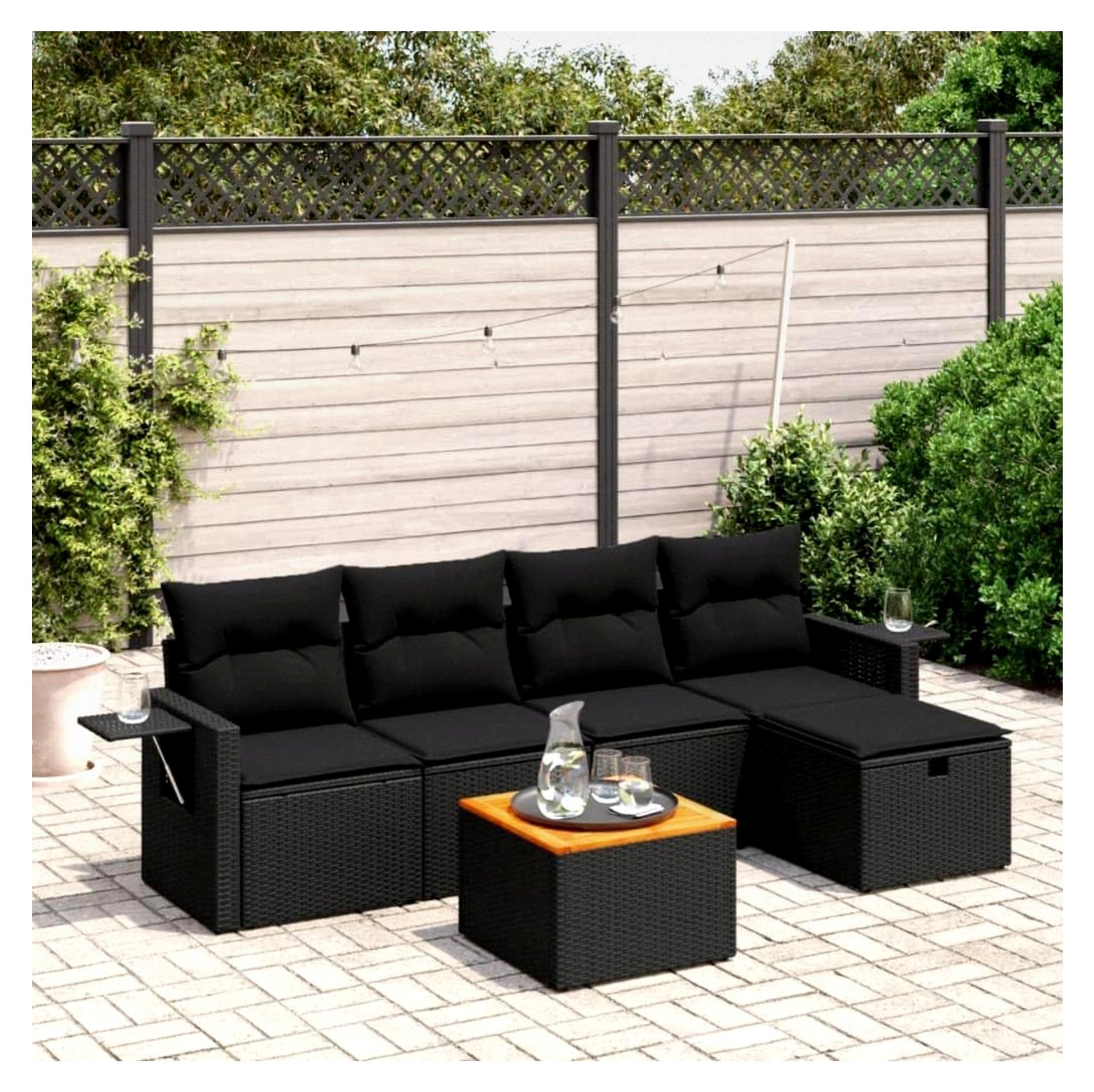 Balkon Lounge Rattan mit Stauraum Gartenlounge Klein Sofa