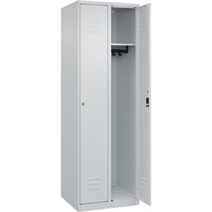 CP-Möbel Spind Classic PLUS, lichtgrau, 2 Abteile, mit Zylinderschloss, 60 x 185 cm