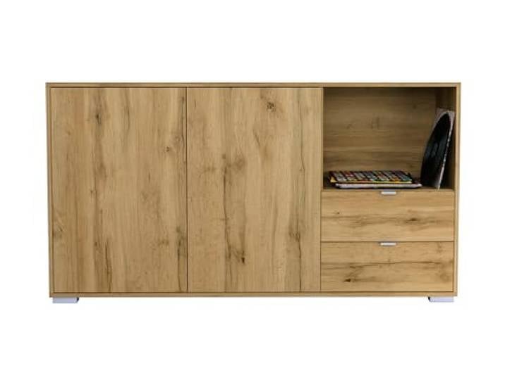 Vladon Sideboard Milano, Kommode mit 2 Türen und 2 Schubladen Eiche Evoke, Made in Germany, Korpus Eiche Evoke (152,5 x 83 x 37 cm)