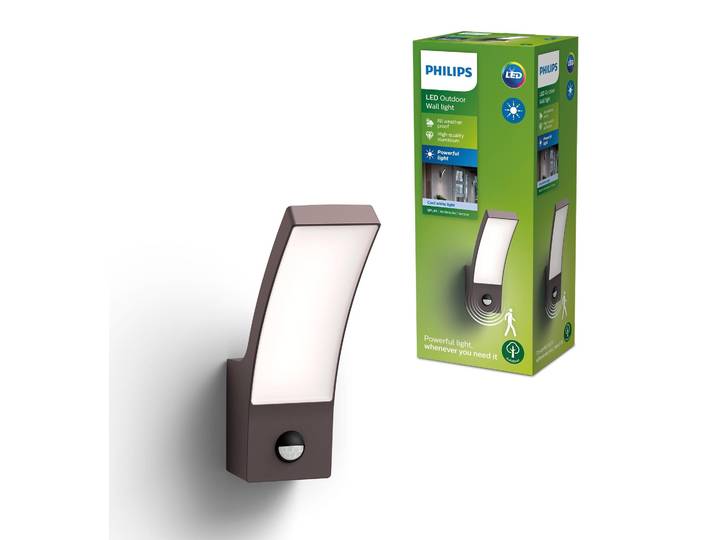 Applique LED d'extérieur Philips 8719514417731 Splay IP44 12 W 1200 lm 4000 K anthracite avec détecteur de mouvement