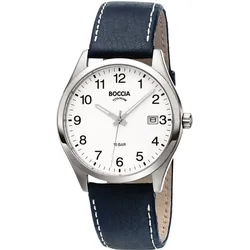 Boccia 3669-01 Herrenuhr Titan mit Lederband Schwarz