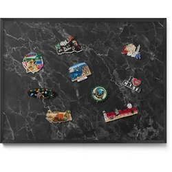 MAGNETTAFEL 80x60 cm Schwarzer Rahmen Eleganter Schwarzer Marmor