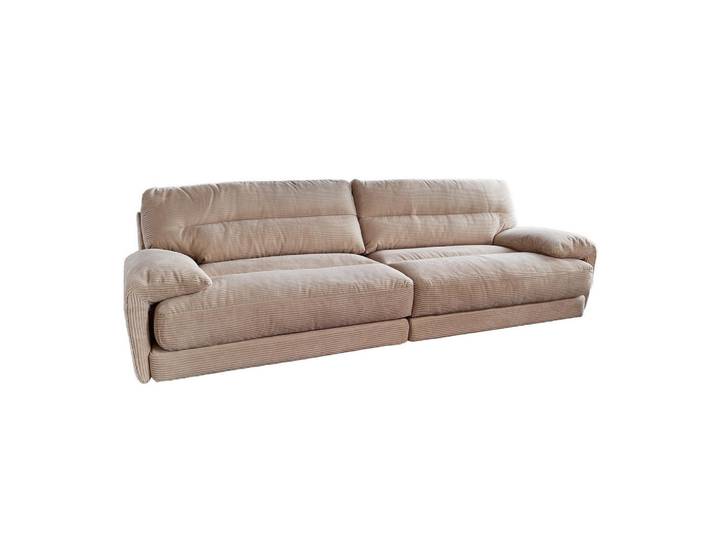 Kawola Sofa Cine Braun Cord, Kunststoff, Echtholz, Füllung: Schaumstoff, 284x84x106 cm, Wohnzimmer, Sofas & Couches