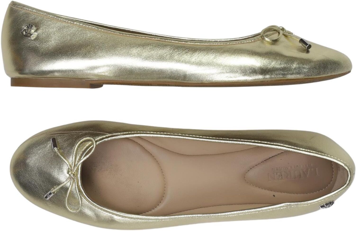 Lauren Ralph Lauren Damen Ballerina, Gold, Gr. EU 40, Leder - Second Hand